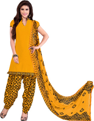 

Jiya Cotton Self Design Salwar Suit Dupatta Material(Un-stitched), Black;yellow