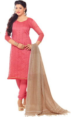 

Khushali Chanderi Self Design, Embroidered Salwar Suit Dupatta Material(Un-stitched), Beige;pink