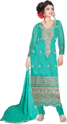

Khushali Chanderi Self Design, Embroidered, Embellished Dress/Top Material(Un-stitched), Rama