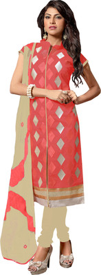 

Jiya Chanderi Self Design, Embroidered Salwar Suit Dupatta Material(Un-stitched), Beige;pink