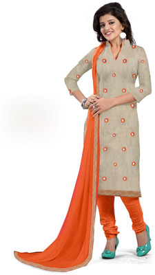 

Khushali Jute Self Design, Embellished Salwar Suit Dupatta Material(Un-stitched), Beige;orange