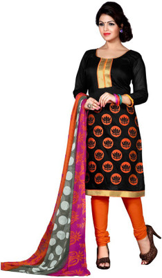 

Trendz Apparels Chanderi Embroidered Salwar Suit Dupatta Material(Un-stitched), Black