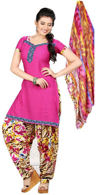 

Trendz Apparels Crepe Printed Dress/Top Material(Un-stitched), Pink