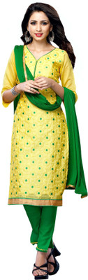 

Khushali Chanderi Self Design, Embroidered Salwar Suit Dupatta Material(Un-stitched), Yellow