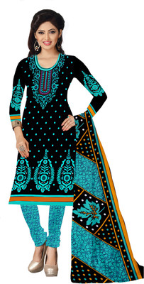 

Khushali Crepe Self Design Salwar Suit Dupatta Material(Un-stitched), Black;light blue