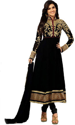 

N.M. Textile Georgette Embroidered Semi-stitched Salwar Suit Dupatta Material, Black