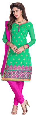 

Vardhman Synthetics Chanderi Embroidered Dress/Top Material(Un-stitched), Pink