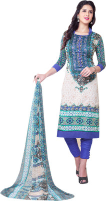 

Trendz Apparels Cotton Printed Dress/Top Material(Un-stitched), Blue