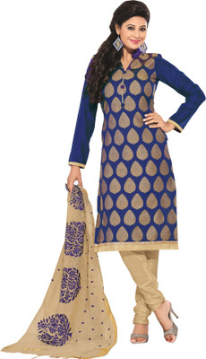 

Jiya Silk Self Design Salwar Suit Dupatta Material(Un-stitched), Beige;blue
