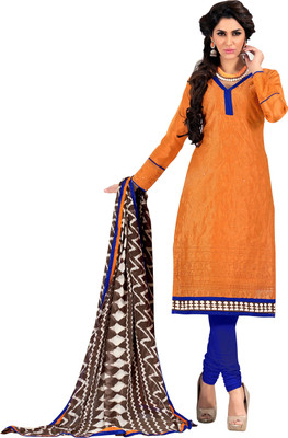 

Jiya Chanderi Self Design, Embroidered Salwar Suit Dupatta Material(Un-stitched), Blue;brown;orange;white