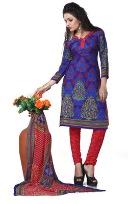 

Trendz Apparels Crepe Printed Salwar Suit Dupatta Material(Un-stitched), Blue