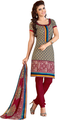 

Jiya Crepe Self Design, Printed Salwar Suit Dupatta Material(Un-stitched), Chickoo;multicolor