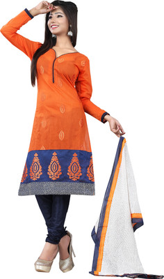 

Jiya Chanderi Self Design, Embroidered Salwar Suit Dupatta Material(Un-stitched), Blue;orange;white