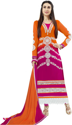 

Jiya Georgette Self Design, Embroidered Salwar Suit Dupatta Material(Un-stitched), Orange;pink