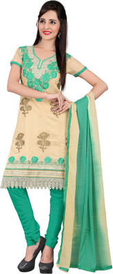 

Shree Vardhman Chanderi Embroidered Salwar Suit Dupatta Material(Un-stitched), Chiku