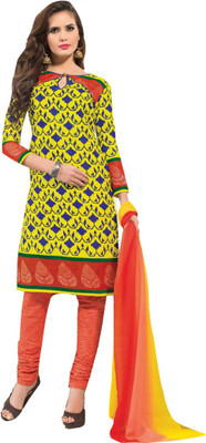 

Dfolks Cotton Printed Salwar Suit Dupatta Material(Un-stitched), Red;yellow