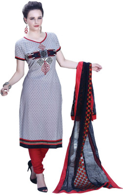

Cenizas Cotton Printed Salwar Suit Dupatta Material(Un-stitched), Red