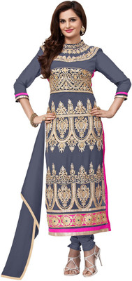 

Jiya Georgette Embroidered Dress/Top Material(Un-stitched), Grey
