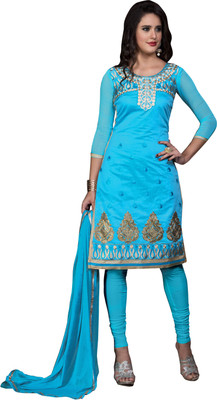 

Khushali Cotton Self Design, Embroidered Salwar Suit Dupatta Material(Un-stitched), Light blue