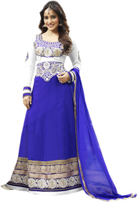 

Party Wear Dresses Georgette Embroidered Semi-stitched Salwar Suit Dupatta Material, Multicolor