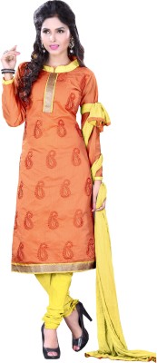 

Jiya Chanderi Self Design, Embroidered Salwar Suit Dupatta Material(Un-stitched), Orange;yellow