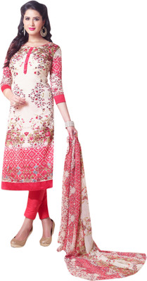 Trendz Apparels Cotton Printed Dress/Top Material(Un-stitched), Pink