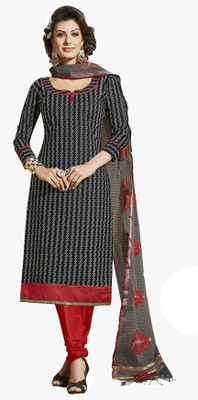 

Khushali Cotton Self Design, Embroidered Salwar Suit Dupatta Material(Un-stitched), Black;grey;red