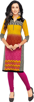

Party Wear Dresses Cotton Printed Kurti Fabric(Un-stitched), Pink;yellow