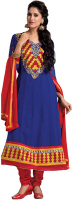 

Party Wear Dresses Georgette Embroidered Semi-stitched Salwar Suit Dupatta Material, Multicolor