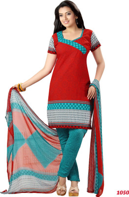 

Shoppie Zone Crepe Printed Salwar Suit Dupatta Material(Un-stitched), Red
