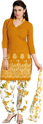 

Khushali Cotton Polyester Blend Self Design, Printed Salwar Suit Dupatta Material(Un-stitched), White;yellow