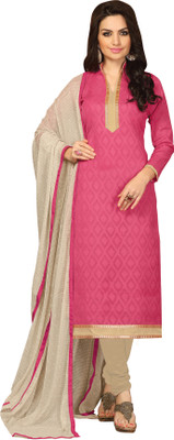 

Jiya Cotton Self Design Salwar Suit Dupatta Material(Un-stitched), Beige;pink
