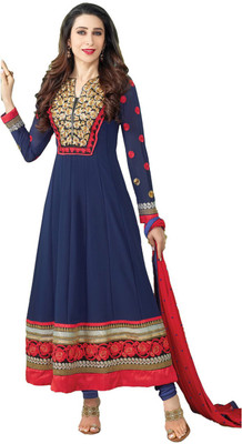 CLICKEDIA Poly Georgette Embroidered Salwar Suit Material(Unstitched) CLICKEDIA Poly Georgette Embroidered Salwar Suit Material(Unstitched)