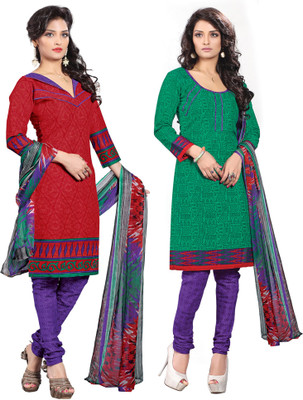 

Khushali Cotton Self Design, Printed Salwar Suit Dupatta Material(Un-stitched), Green;multicolor;purple;red