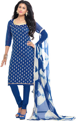 

Khushali Chanderi Self Design, Embroidered Salwar Suit Dupatta Material(Un-stitched), Blue;white
