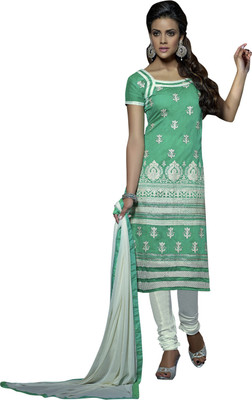 

Jiya Chanderi Self Design, Embroidered Salwar Suit Dupatta Material(Un-stitched), Green;white