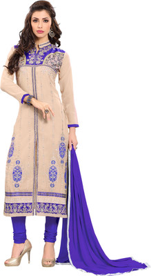 

Jiya Georgette Self Design, Embroidered Salwar Suit Dupatta Material(Un-stitched), Beige;dark blue