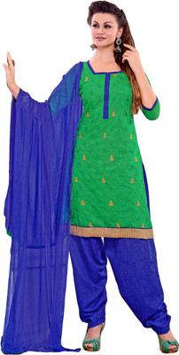 

Khushali Chanderi Self Design, Embroidered Salwar Suit Dupatta Material(Un-stitched), Blue;green