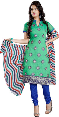 

Trendz Apparels Chanderi Embroidered Dress/Top Material(Un-stitched), Green