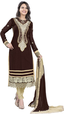 

Jiya Georgette Self Design, Embroidered Salwar Suit Dupatta Material(Un-stitched), Brown