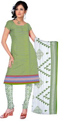 

Jiya Cotton Self Design, Printed Salwar Suit Dupatta Material(Un-stitched), Light green;white