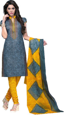 

Indian Wear Online Cotton Printed Salwar Suit Dupatta Material(Un-stitched), Grey