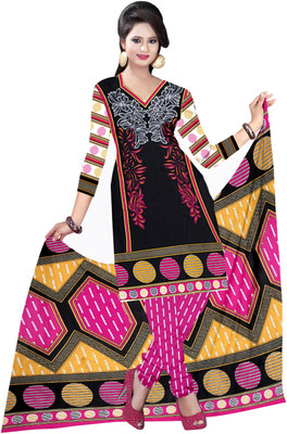 

Jiya Crepe Self Design, Printed Salwar Suit Dupatta Material(Un-stitched), Black;multi
