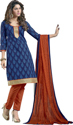 

Jiya Chanderi Self Design, Printed Salwar Suit Dupatta Material(Un-stitched), Blue;orange