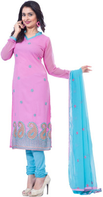 

Khushali Georgette Self Design Salwar Suit Dupatta Material(Un-stitched), Pink