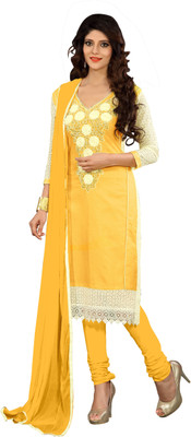 

Shree Vardhman Cotton Silk Blend Embroidered Salwar Suit Dupatta Material(Un-stitched), Yellow