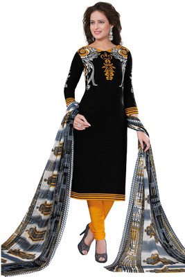 

Pshopee Synthetic Printed Salwar Suit Dupatta Material(Un-stitched), Black