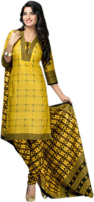 

Parishi Fashion Cotton Printed Salwar Suit Dupatta Material(Un-stitched), Yellow