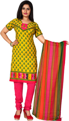 

Khushali Crepe Self Design, Printed Dress/Top Material(Un-stitched), Green;yellow