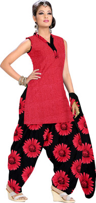 

Jiya Crepe Self Design, Printed Salwar Suit Dupatta Material(Un-stitched), Black;pink